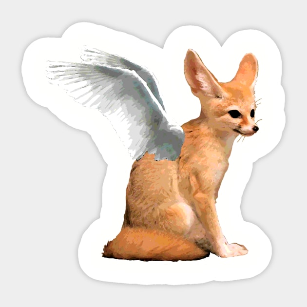 Winged Fennec Fox Sticker by Crayle